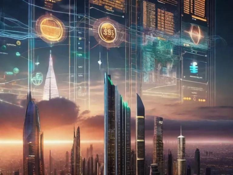 Fotos cidade futurista hologramas financeiros