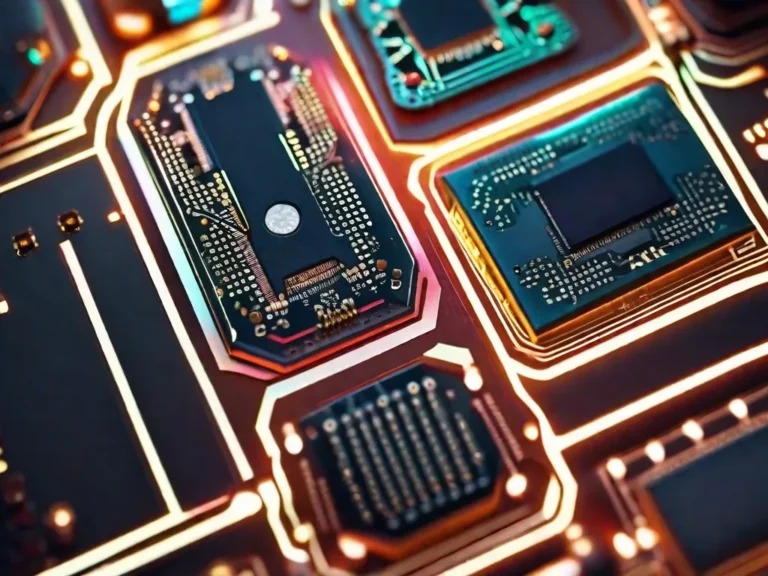 Fotos chip circuito futurista iluminado