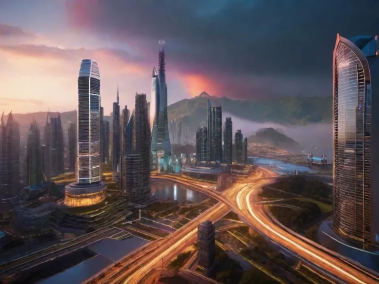 Fotos cidade futurista tecnologia IA global